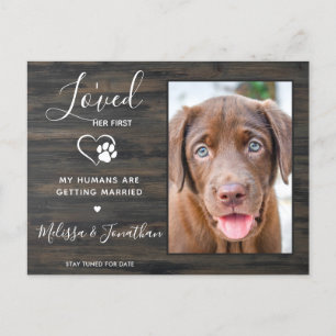 Carte Postale Faire-part Rustic aimait son premier Mariage chien Fiançaille