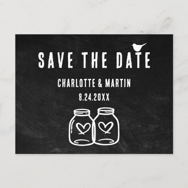 Carte Postale Faire-part Rustic Chalkboard Wedding Enregistrer La Date Cart (Devant)