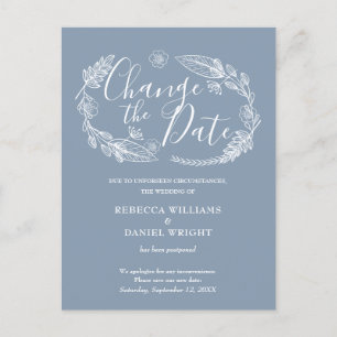 Carte Postale Faire-part Rustic Elegant Changer la date Floral reporté
