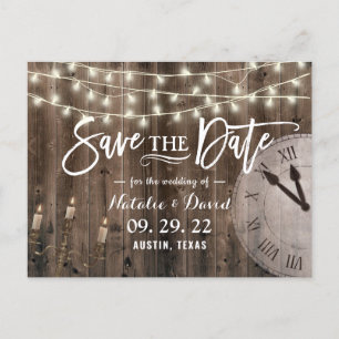 Carte Postale Faire-part Rustic Grange Wood Fairytale Wedding Enregistrer l