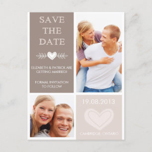 Carte Postale Faire-part Rustic Heart Doodles Enregistrer la date Photo Car