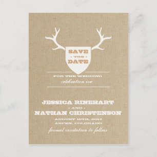 Carte Postale Faire-part Rustic Trophy White Enregistrer la date