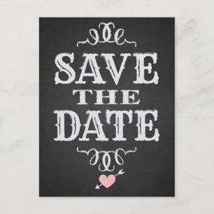 Carte Postale Faire-part Rustic Western Chalkboard Enregistrer la date Cart