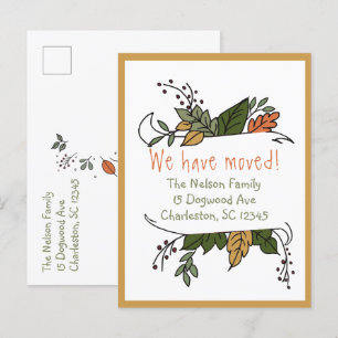 Carte Postale Faire-part Rustic Whimsical Automne Nouvelle adresse