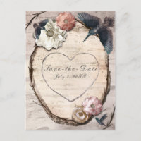 Rustic White Birch Floral & Hummingbird Date de sa