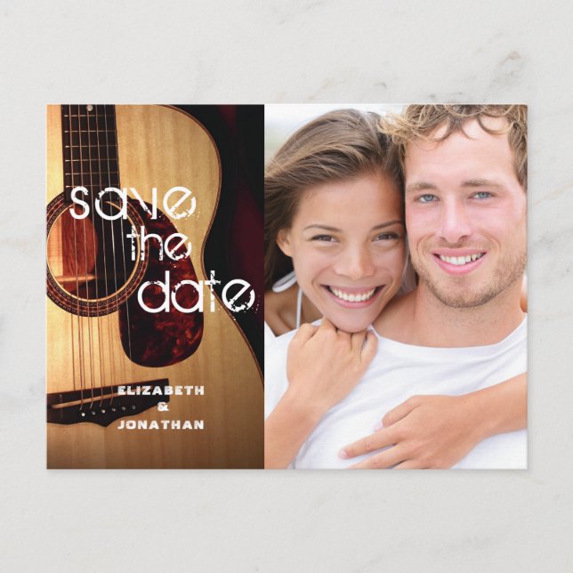 Carte Postale Faire-part Rustique Guitare Musique Thème Pays Modern ZZ (Devant)