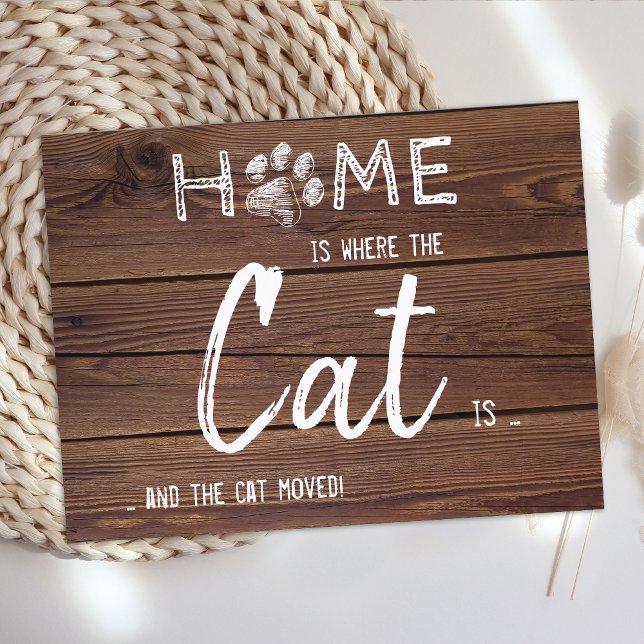 Carte Postale Faire-part Rustique Nous avons déménagé Nouveau Accueil Chat  (Créateur téléchargé)