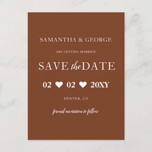 Carte Postale Faire-part Rustique Terracotta Boho Burnt Orange Enregistrer  (Devant)