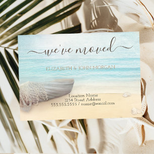 Carte Postale Faire-part Sable de plage bateau nouvelle adresse
