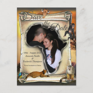 Carte Postale Faire-part Safari africain  Enregistrer la date du coucher de