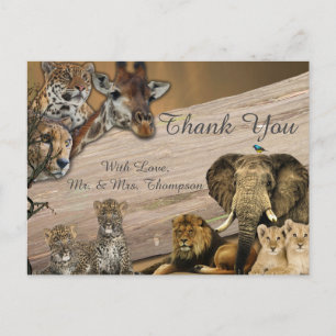 Carte Postale Faire-part Safari Merci de la faune