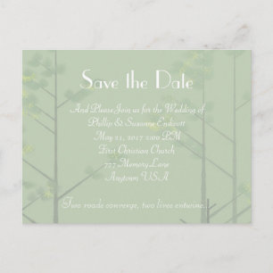 Carte Postale Faire-part Sage Green Tree Art Enregistrer le rappel de date