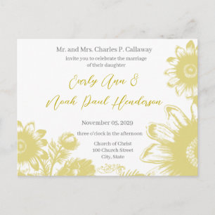 Carte Postale Faire-part Sage Greenish Jaune Vintage Boho Fleur sauvage