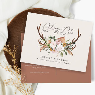 Carte Postale Faire-part Saguette botanique rustique mariage rouille élégan