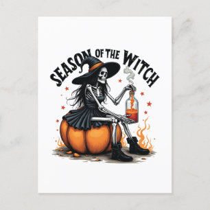 Carte Postale Faire-part Saison de la Sorcière Halloween effrayant Witch 