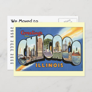 Carte Postale Faire-part Salutations Vintages de Chicago, Changement d'adre