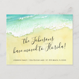 Carte Postale Faire-part Sandy Beach Ocean Waves Déménagé en Floride