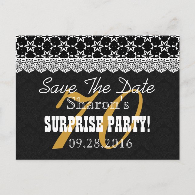 Carte Postale Faire-part Sauvegarder la date SURPRISE 70e Anniversaire P03C (Devant)