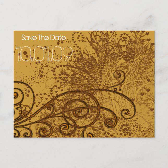 Carte Postale Faire-part Sauvegarder la date - Tourbillons d'arbres - (Devant)