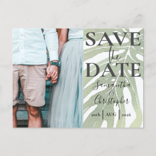 Carte Postale Faire-part Sauvegarder la date Tropical Monstera  Photo Maria
