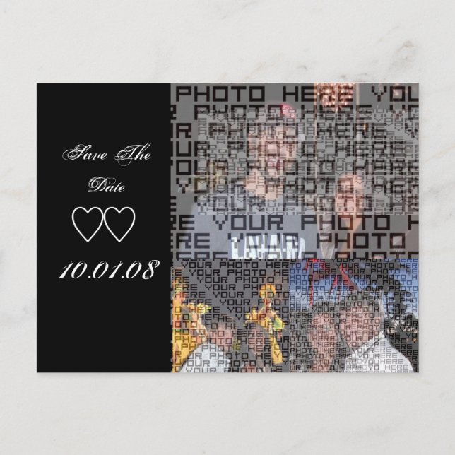 Carte Postale Faire-part Sauvegardez la Date avec VOS Photos - (Devant)