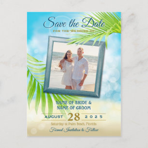 Carte Postale Faire-part Sauvegardez la Date Votre Photo Mariage sur la Pla