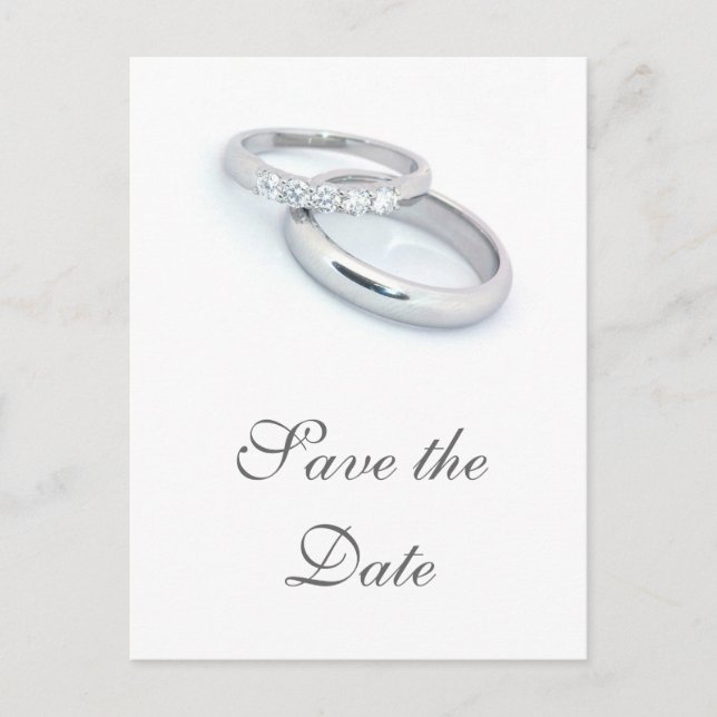 Carte Postale Faire-part Sauver la Date/Anneaux de Mariage en Argent (Devant)