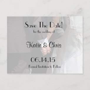 Carte Postale Faire-part Sauver la date Couple de mariage élégant se tenant
