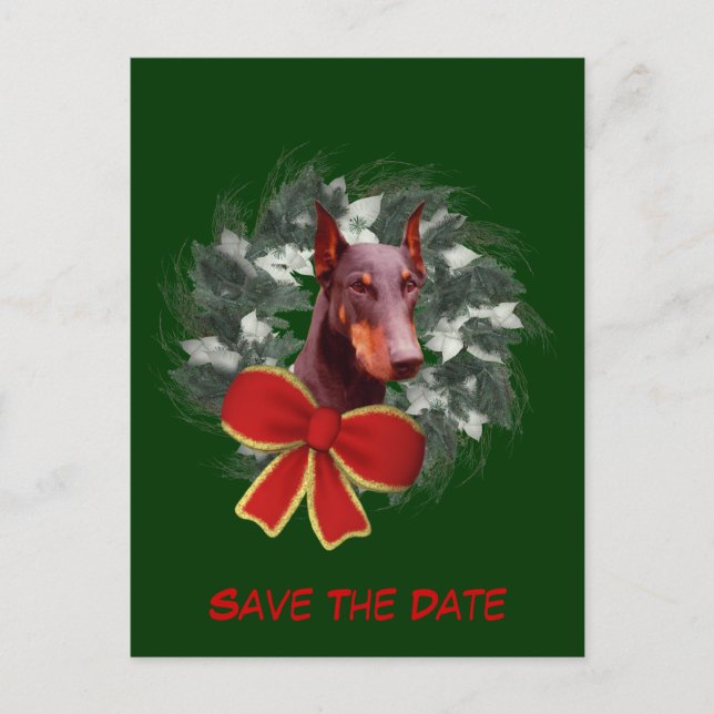 Carte Postale Faire-part Sauver la date Couronne de Doberman Vacances (Devant)