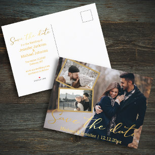 Carte Postale Faire-part sauver la date noces d'or 3 photo collage