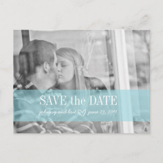 Carte Postale Faire-part sauver la date | rouge bleu