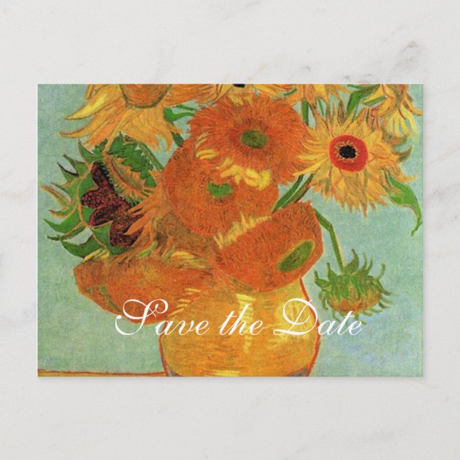 Carte Postale Faire-part sauver la date, van Gogh tournesols (Devant)