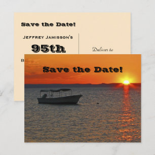 Carte Postale Faire-part Sauvez la Date Fête d'anniversaire 95 ans, Bateau 