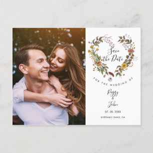 Carte Postale Faire-part Sauvez la date Floral Heart Garland Photo