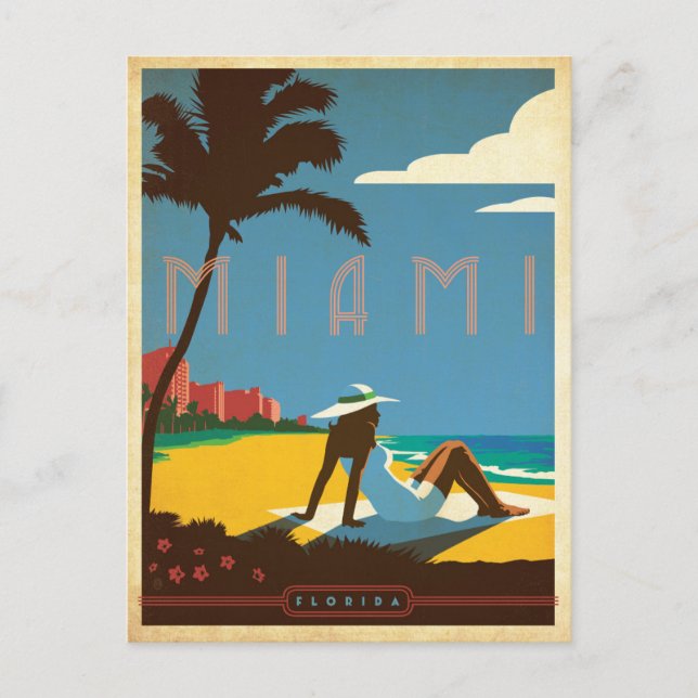Carte Postale Faire-part Sauvez la date | Miami, FL (Devant)
