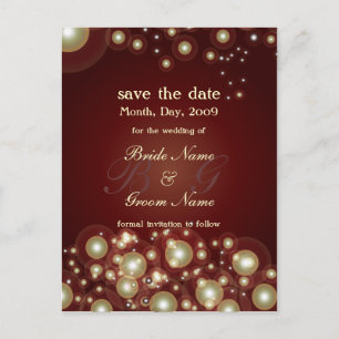 Carte Postale Faire-part Sauvez la date, monogramme + bulles de champagne