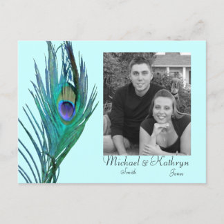 Carte Postale Faire-part Sauvez la date - Paon #2
