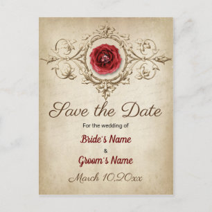Carte Postale Faire-part Sauvez la date Rose Diamond Glamore Bling Vintage