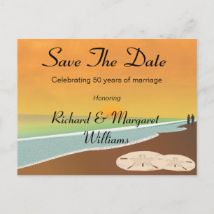 Carte Postale Faire-part Sauvez l'anniversaire de plage de date
