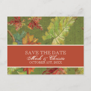 Carte Postale Faire-part Sauvez le batik de feuille de raisin d'automne