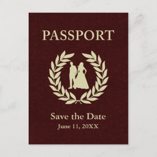 Carte Postale Faire-part sauvez le passeport de mariage de date