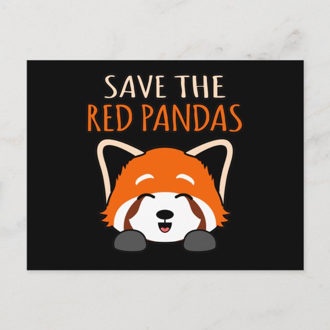 Carte Postale Faire-part Sauvez les pandas rouges mignons animal animal de  (Devant)