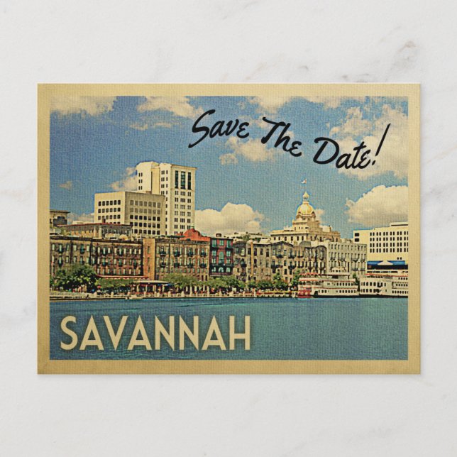 Carte Postale Faire-part Savannah Enregistrer La Date Géorgie (Devant)
