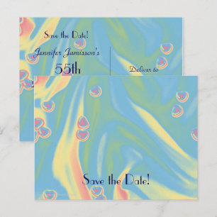 Carte Postale Faire-part Save the Date 55th Birthday Celebration Pastel