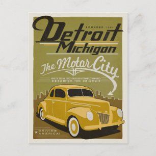 Carte Postale Faire-part Save the date   Detroit, MI