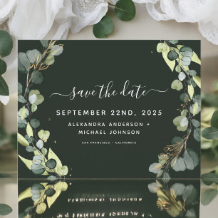 Carte Postale Faire-part Save the Date Eucalyptus Greenery Succulent