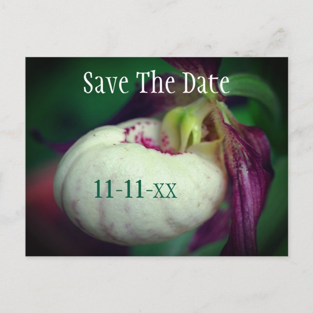 Carte Postale Faire-part Save The Date Lady Slipper Flower Personalized (Devant)