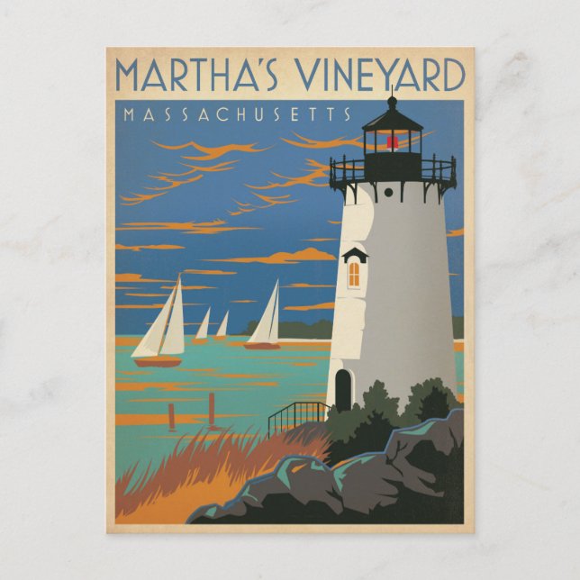 Carte Postale Faire-part Save the date | Martha's Vineyard, MA Lighthouse (Devant)