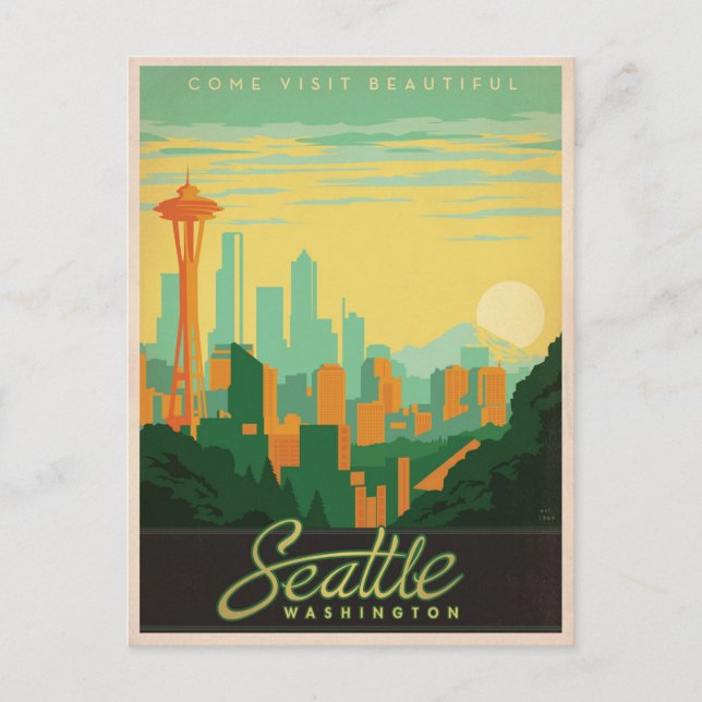 Carte Postale Faire-part Save the date | Seattle, WA (Devant)