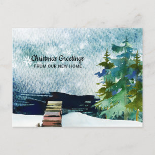 Carte Postale Faire-part Scène d'hiver Salutations de Noël de New Home